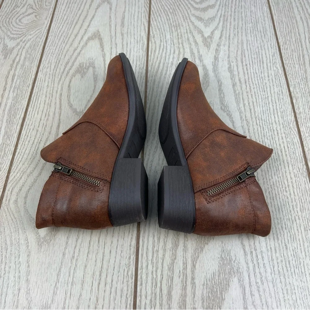 Sun + Stone Women's Adelinee Double Zip Ankle Booties 6.5M Chocolate $70